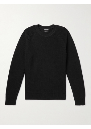 TOM FORD - Slim-Fit Ribbed Wool and Silk-Blend Sweater - Men - Black - IT 44