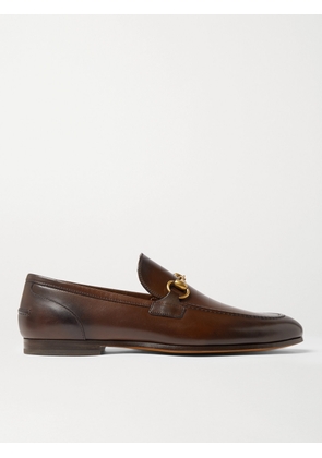 Gucci - Jordaan Horsebit Burnished-Leather Loafers - Men - Brown - UK 5