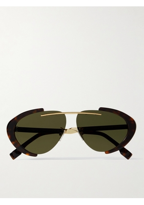 Fendi - Oval-Frame Gold-Tone and Tortoiseshell Acetate Sunglasses - Men - Silver