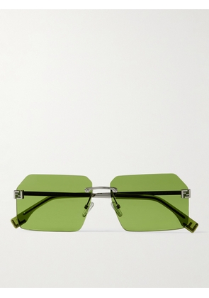 Fendi - Rimless Square-Frame Silver-Tone Sunglasses - Men - Green