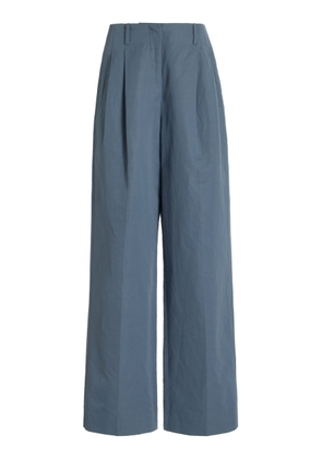 The Row - Gaugin Pleated Cotton-Blend Wide-Leg Pants - Blue - US 6 - Moda Operandi