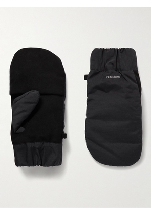 Snow Peak - Logo-Embroidered Faux Suede-Trimmed Shell Down Mittens - Men - Black - M