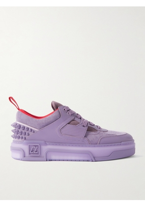 Christian Louboutin - Astroloubi Spiked Leather, Suede and Mesh Sneakers - Men - Purple - EU 40