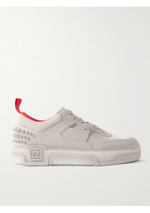 Christian Louboutin - Astroloubi Spiked Leather, Suede and Mesh Sneakers - Men - Neutrals - EU 40