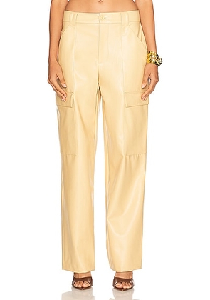 Helsa Waterbased Faux Leather Cargo Pant in Tan - Tan. Size L (also in M, XL).