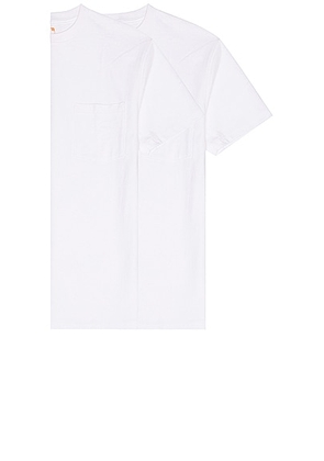 Beams Plus 2 Pack Pocket Tee in White - White. Size S (also in M, XL, XL/1X).