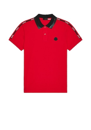 Moncler Matt Black Polo in Red - Red. Size L (also in M, S).