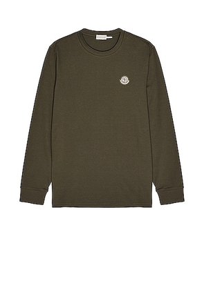 Moncler Long Sleeve T-Shirt in Olive - Olive. Size L (also in M, S).