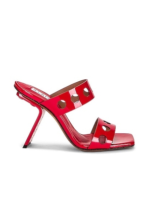 ALAÏA Perfo 100 Mule in Laque - Red. Size 36.5 (also in 38, 39, 39.5).