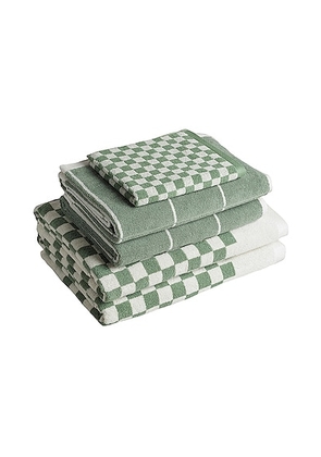 BAINA Organic Cotton Towel Set 08 in Sage & Chalk - Green. Size all.