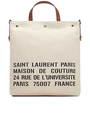 Saint Laurent North/South Foldable Tote in White - White. Size all.