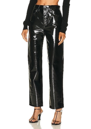 AGOLDE Recycled Leather 90's Pinch Waist in Black Patent - Black. Size 23 (also in 24, 27, 29, 30, 31, 32, 33).