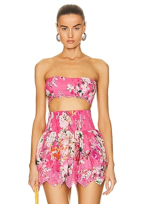 HEMANT AND NANDITA Tula Bandeau Top in Carnation Pink - Pink. Size L (also in XL, XS).