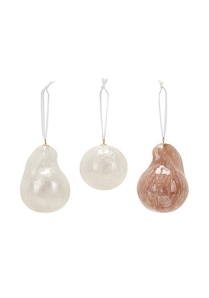 Completedworks Set of 3 Resin Ornaments in Pink & White - Neutral. Size all.