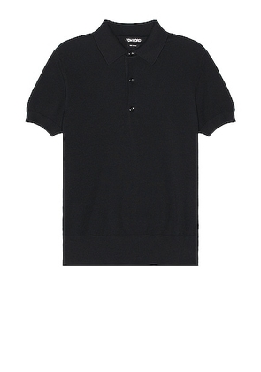 TOM FORD Silk Cotton Piquet Polo Ss Polo in Black - Black. Size 48 (also in 46, 50).