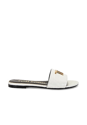 TOM FORD Stamped Croc TF Slide in White - White. Size 36 (also in 37.5).
