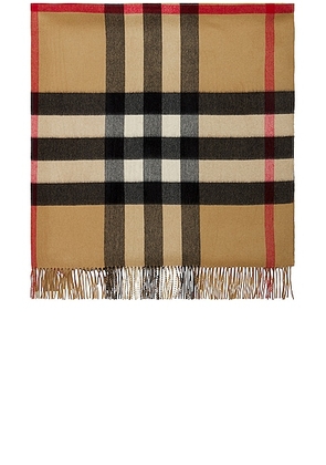 Burberry Half Mega Check Solid Cashmere Blanket in Archive Beige - Beige. Size all.