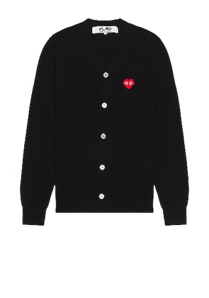 COMME des GARCONS PLAY Invader Cardigan in Black - Black. Size L (also in M, S).
