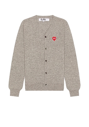 COMME des GARCONS PLAY Invader Cardigan in Light Grey - Grey. Size M (also in XL).
