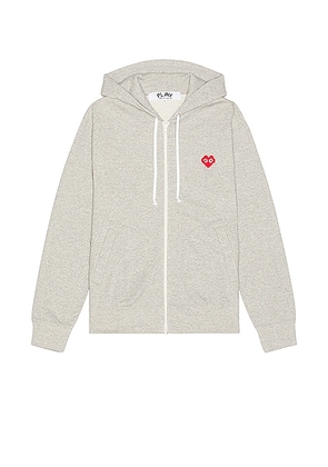 COMME des GARCONS PLAY Invader Hooded Sweatshirt in Grey - Grey. Size L (also in M, S).