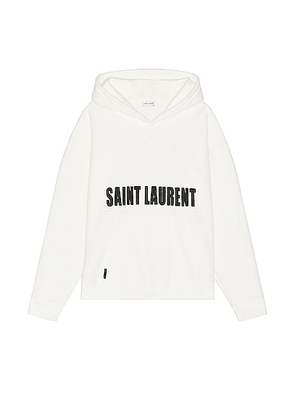 Saint Laurent Reverse Hoodie in Naturel & Noir - White. Size L (also in M, S).