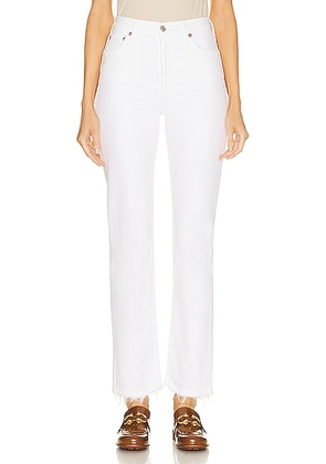 AGOLDE Riley Long High Rise Straight in Sour Cream - White. Size 23 (also in 30, 31, 32, 33).