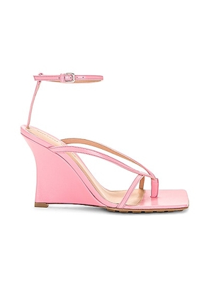Bottega Veneta Stretch Ankle Strap Wedge Sandal in Blossom - Pink. Size 35 (also in 36.5, 37, 37.5, 38.5, 39, 39.5, 40, 41, 42).