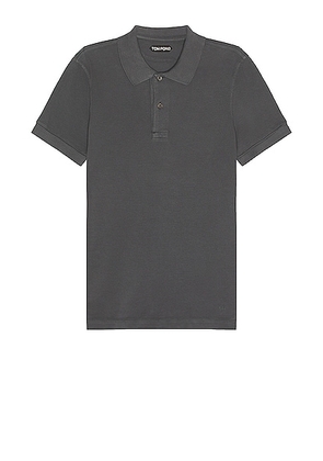 TOM FORD Tennis Piquet Ss Polo in Bright Blue - Slate. Size 46 (also in ).