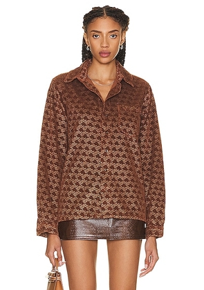 ERL Corduroy Embossed Shirt in Brown - Brown. Size L (also in M, S, XS).