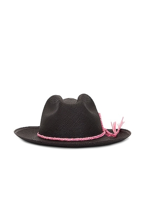 Artesano Provins Hat in Black & Pale Magenta Toquilla Cord - Black. Size L (also in M).