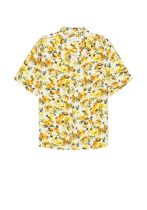 onia Camp Shirt in White Multi - Yellow. Size L (also in S).