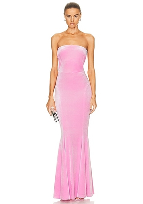 Norma Kamali Strapless Fishtail Gown in Candy Pink - Pink. Size L (also in M).