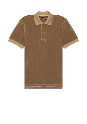 TOM FORD Towelling Ss Polo in Olive - Olive. Size 48 (also in ).