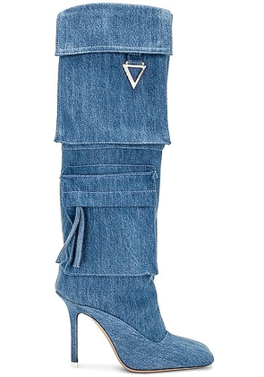 THE ATTICO Sienna Tube Boot in Denim Washed - Blue. Size 36 (also in 37, 37.5).