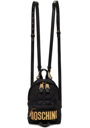 Moschino Black Mini Quilted Logo Backpack