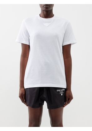 Prada - Triangle Logo-patch Cotton-jersey T-shirt - Womens - Ivory - L