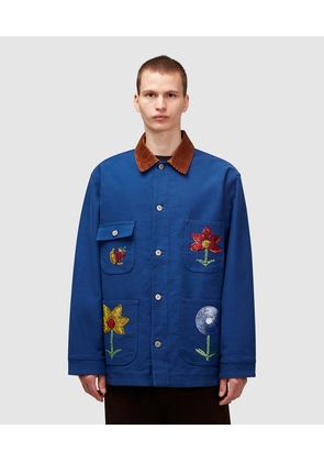 Embroidered workwear denim chore jacket