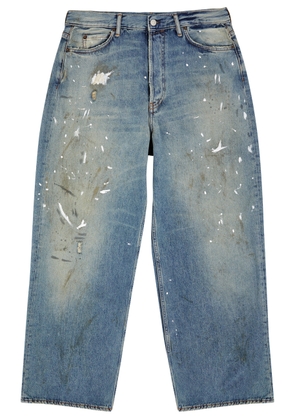 Acne Studios Paint-splattered Distressed Wide-leg Jeans - Light Blue - 46 (IT46 / S)