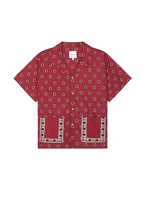 Found Motif Short Sleeve Camp Shirt in Red - Red. Size L (also in M).