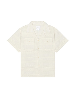 Found Lace Short Sleeve Camp Shirt in Off White - White. Size L (also in M, S, XL/1X).