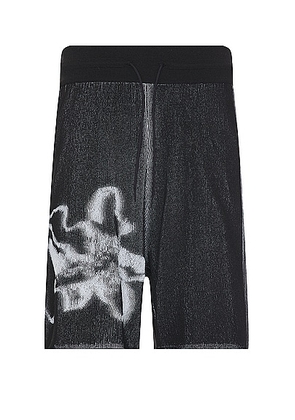 Y-3 Yohji Yamamoto Gfx Knit Shorts in Black & White - Black. Size L (also in S, XL/1X).
