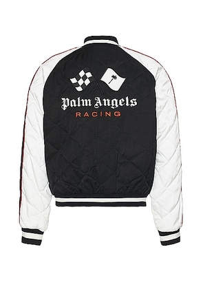 Palm Angels X Formula 1 Racing Souvenir Jacket in Black  White  & Red - Black. Size L (also in M, XL/1X).