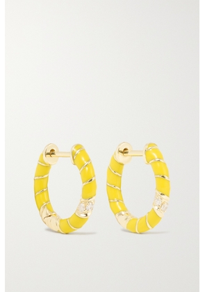 Yvonne Léon - 9-karat Gold, Enamel And Diamond Hoop Earrings - One size