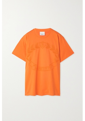 Burberry - Embroidered Cotton-jersey T-shirt - Orange - xx small,x small,small,medium,large,x large,xx large