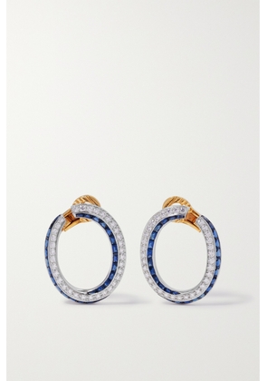 Fred Leighton - 18-karat White Gold And Yellow Gold, Sapphire And Diamond Hoop Earrings - One size