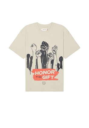 Honor The Gift A-spring Dignity Tee in Tan. Size M, S, XL/1X.