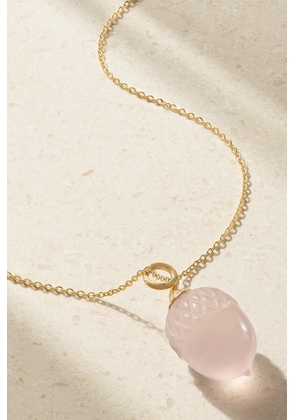 OLE LYNGGAARD COPENHAGEN - Acorn 18-karat Gold Rose Quartz Necklace - One size