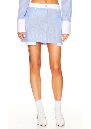 L'Academie Fresh Stripe Mini Skirt in Blue. Size M, S, XL, XS.