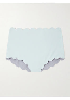 Marysia - Santa Monica Reversible Scalloped Printed Seersucker Bikini Briefs - Blue - xx small,x small,small,medium,large,x large,xx large