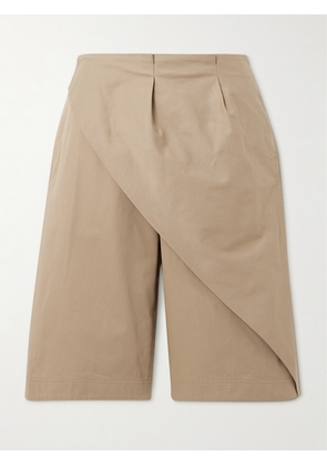 Loewe - Layered Wrap-effect Cotton-twill Shorts - Brown - FR32,FR34,FR36,FR38,FR40,FR42,FR44